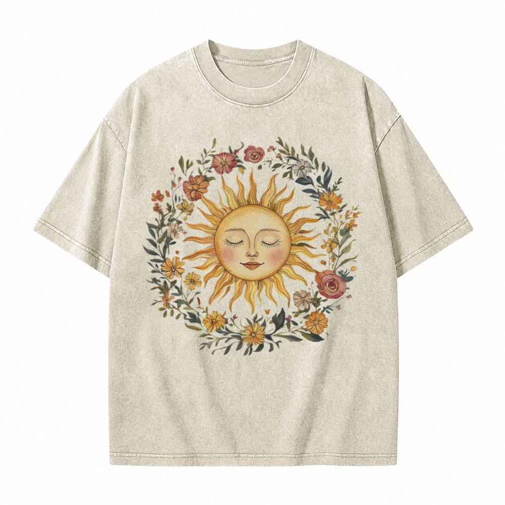 Moonnora Celestial Sun Tee Mystical Sun Graphic Tarot Card On Comfort Colors Washed T-Shirt