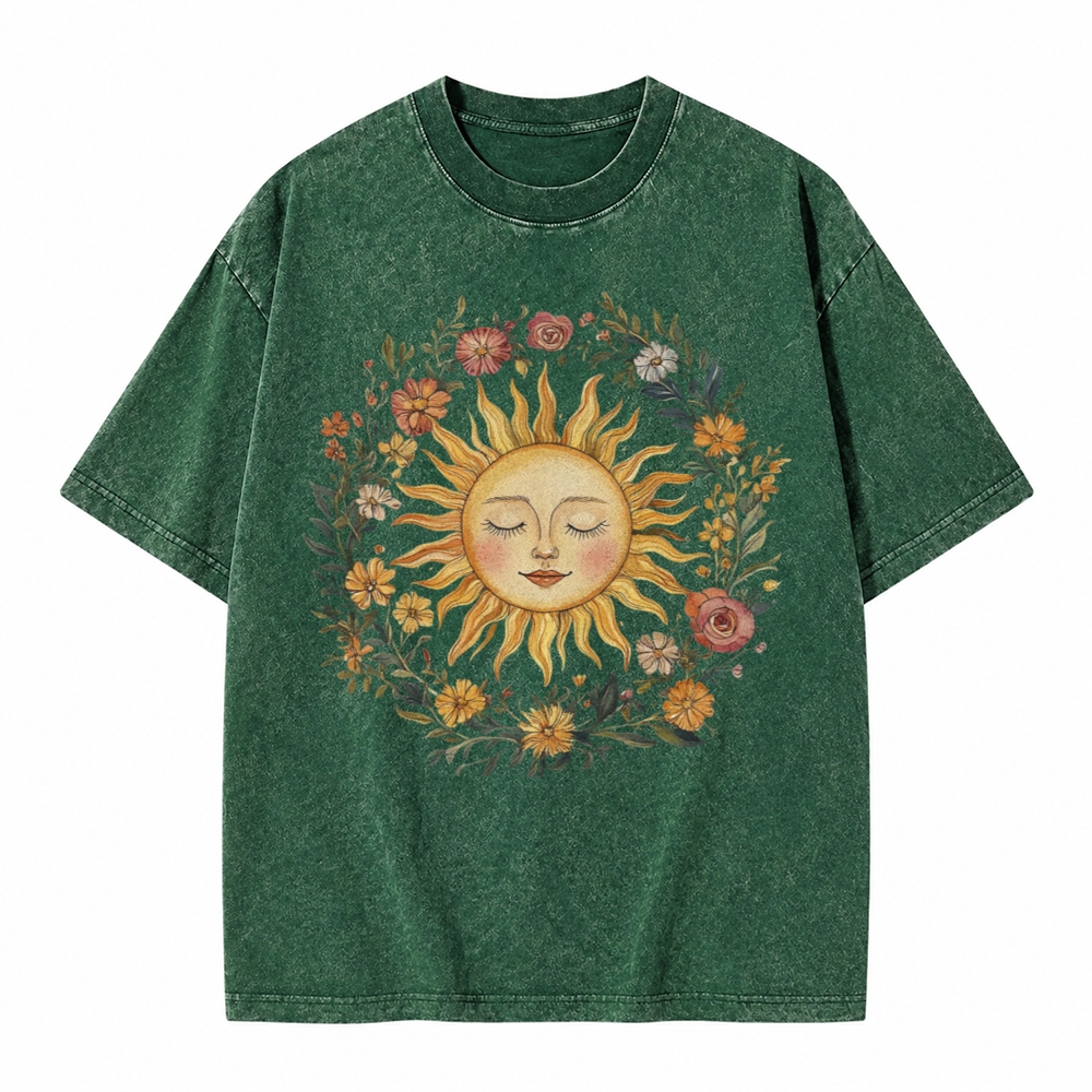 Moonnora Celestial Sun Tee Mystical Sun Graphic Tarot Card On Comfort Colors Washed T-Shirt