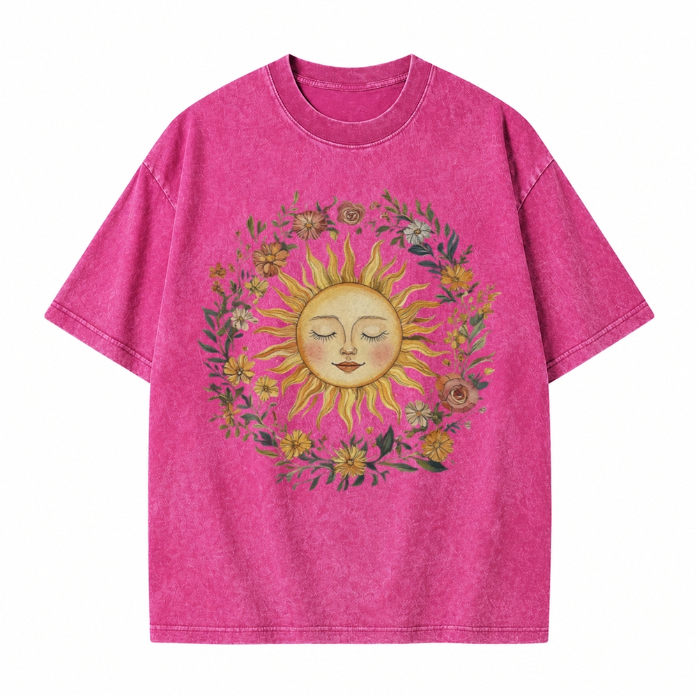 Moonnora Celestial Sun Tee Mystical Sun Graphic Tarot Card On Comfort Colors Washed T-Shirt
