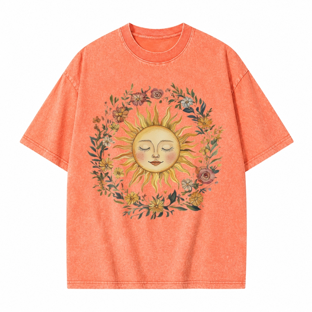 Moonnora Celestial Sun Tee Mystical Sun Graphic Tarot Card On Comfort Colors Washed T-Shirt