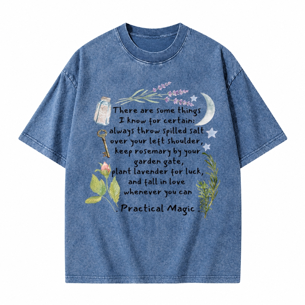 Moonnora Practical Magic Quote Tee Witchy Graphic Tarot Card On Comfort Colors Washed T-Shirt