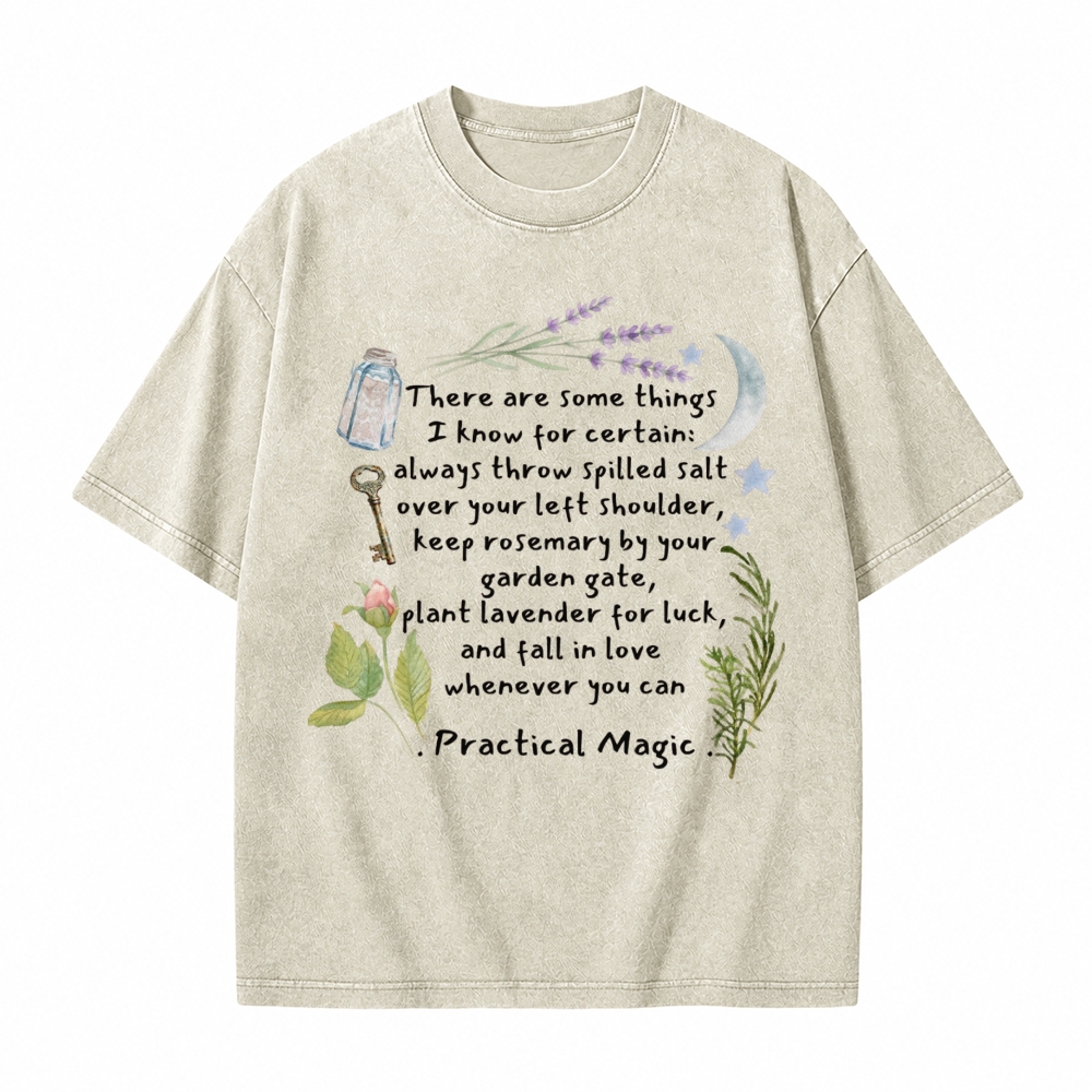 Moonnora Practical Magic Quote Tee Witchy Graphic Tarot Card On Comfort Colors Washed T-Shirt