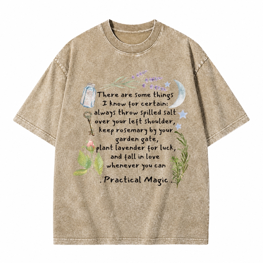 Moonnora Practical Magic Quote Tee Witchy Graphic Tarot Card On Comfort Colors Washed T-Shirt