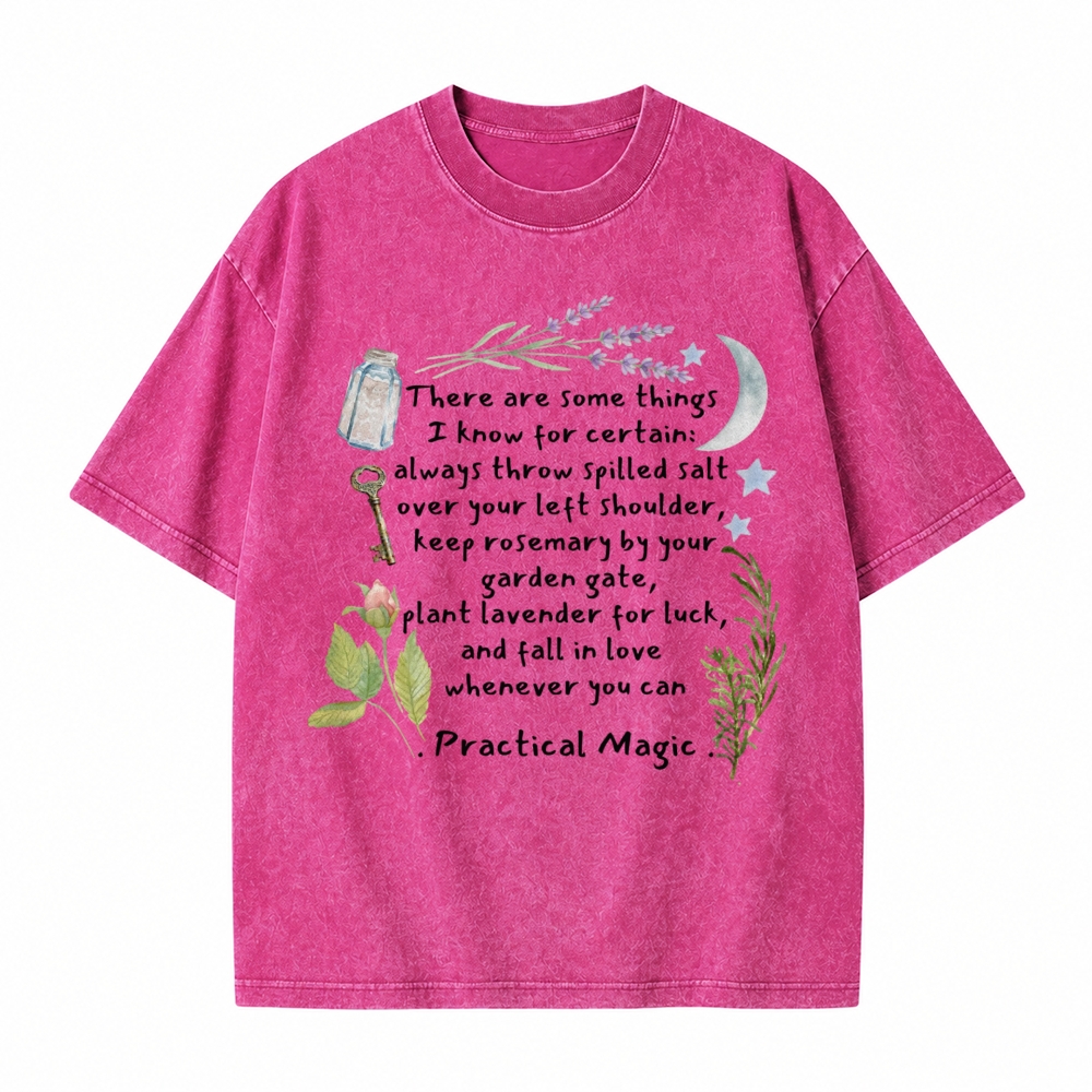Moonnora Practical Magic Quote Tee Witchy Graphic Tarot Card On Comfort Colors Washed T-Shirt