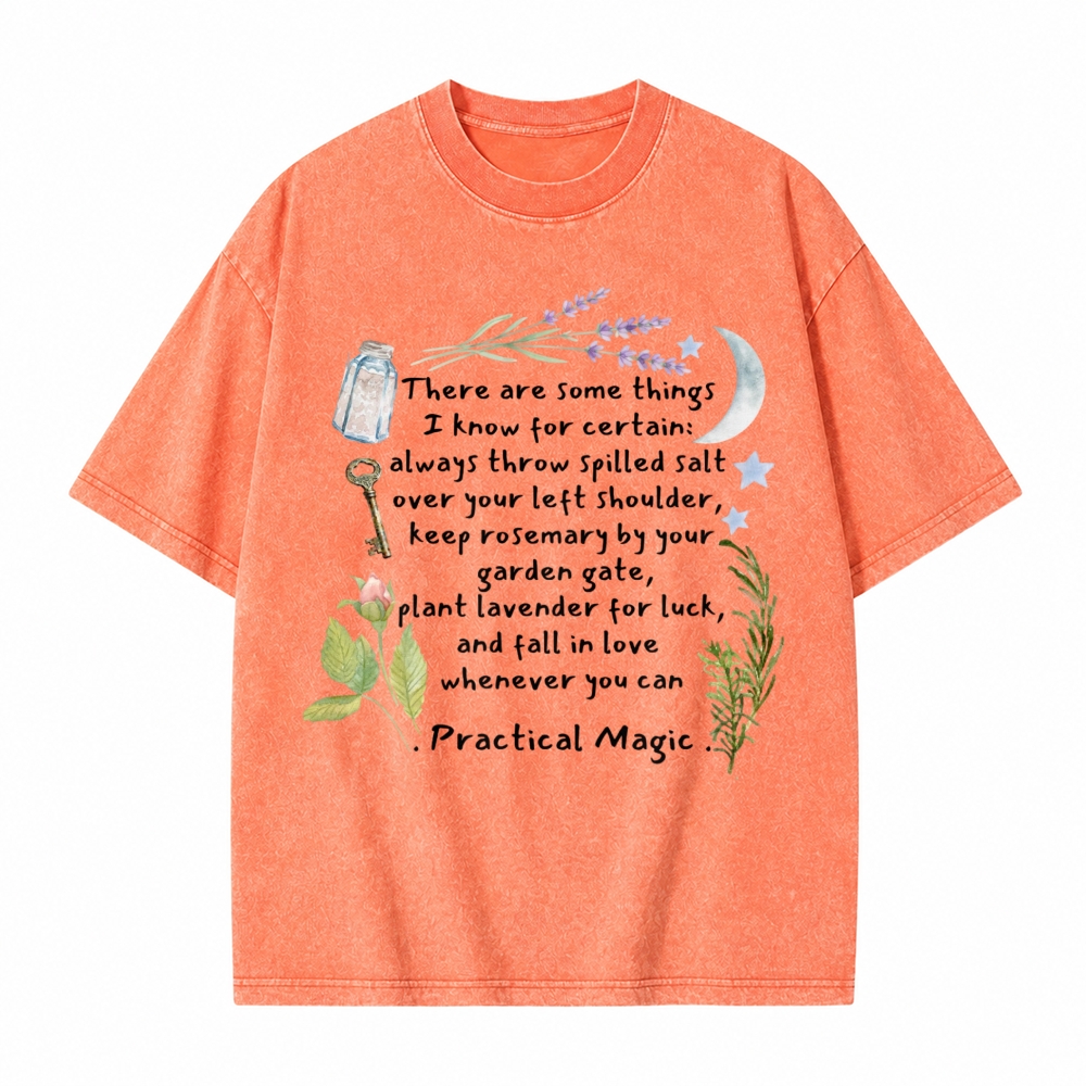 Moonnora Practical Magic Quote Tee Witchy Graphic Tarot Card On Comfort Colors Washed T-Shirt