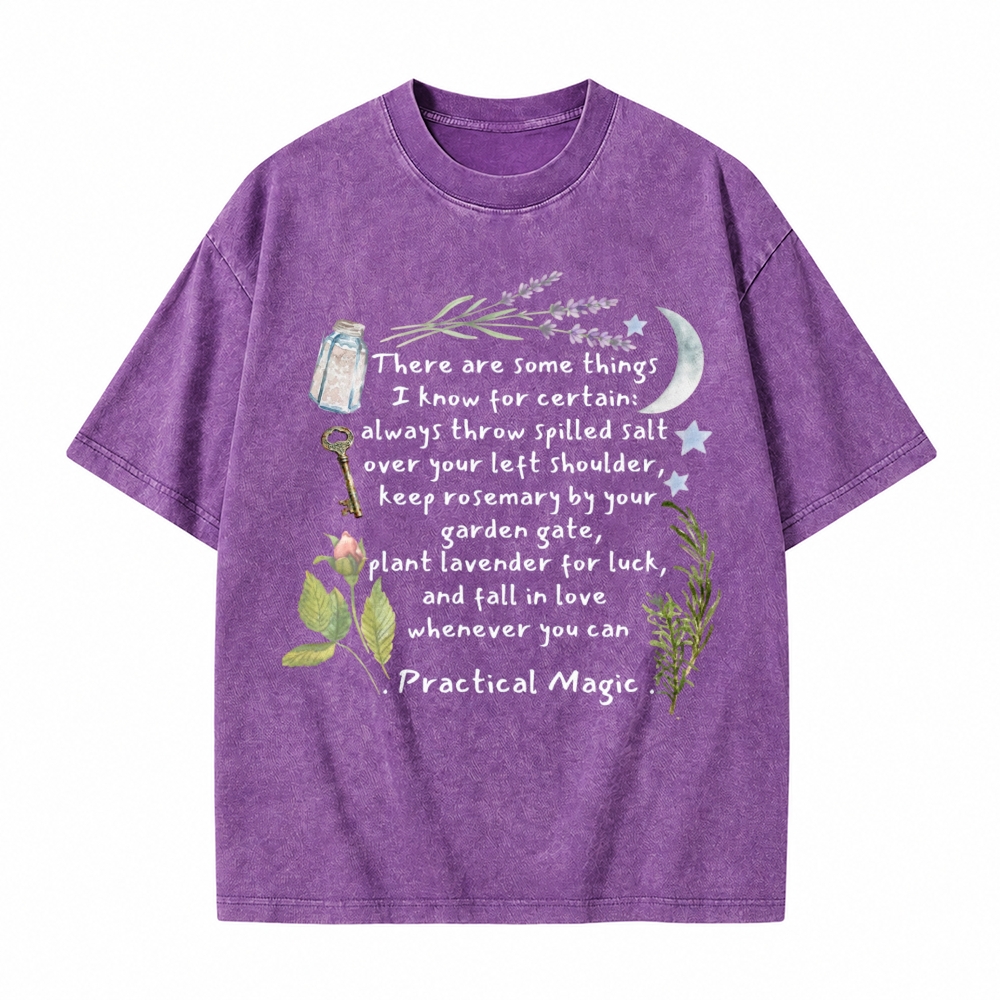 Moonnora Practical Magic Quote Tee Witchy Graphic Tarot Card On Comfort Colors Washed T-Shirt