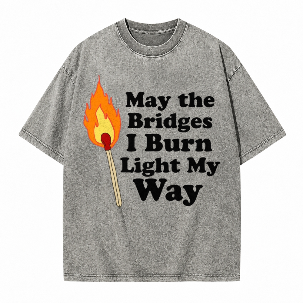 Moonnora May the Bridges I Burn Light My Way Mystery Tarot Card On Comfort Colors Washed T-Shirt