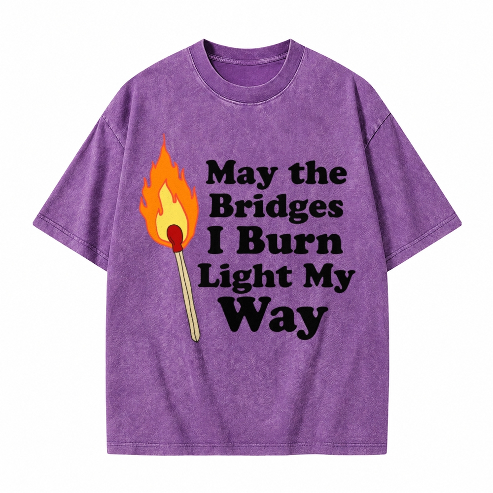 Moonnora May the Bridges I Burn Light My Way Mystery Tarot Card On Comfort Colors Washed T-Shirt