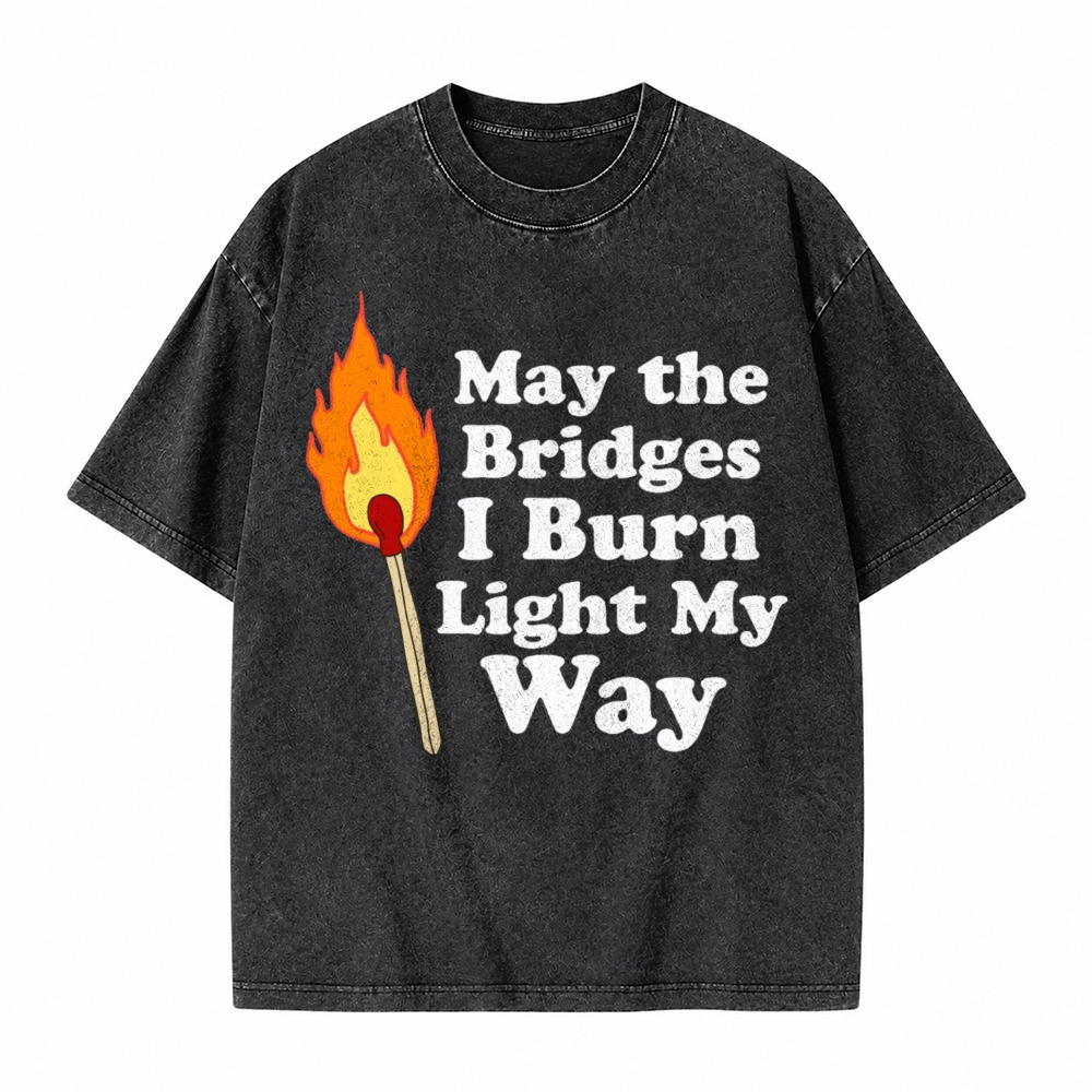 Moonnora May the Bridges I Burn Light My Way Mystery Tarot Card On Comfort Colors Washed T-Shirt