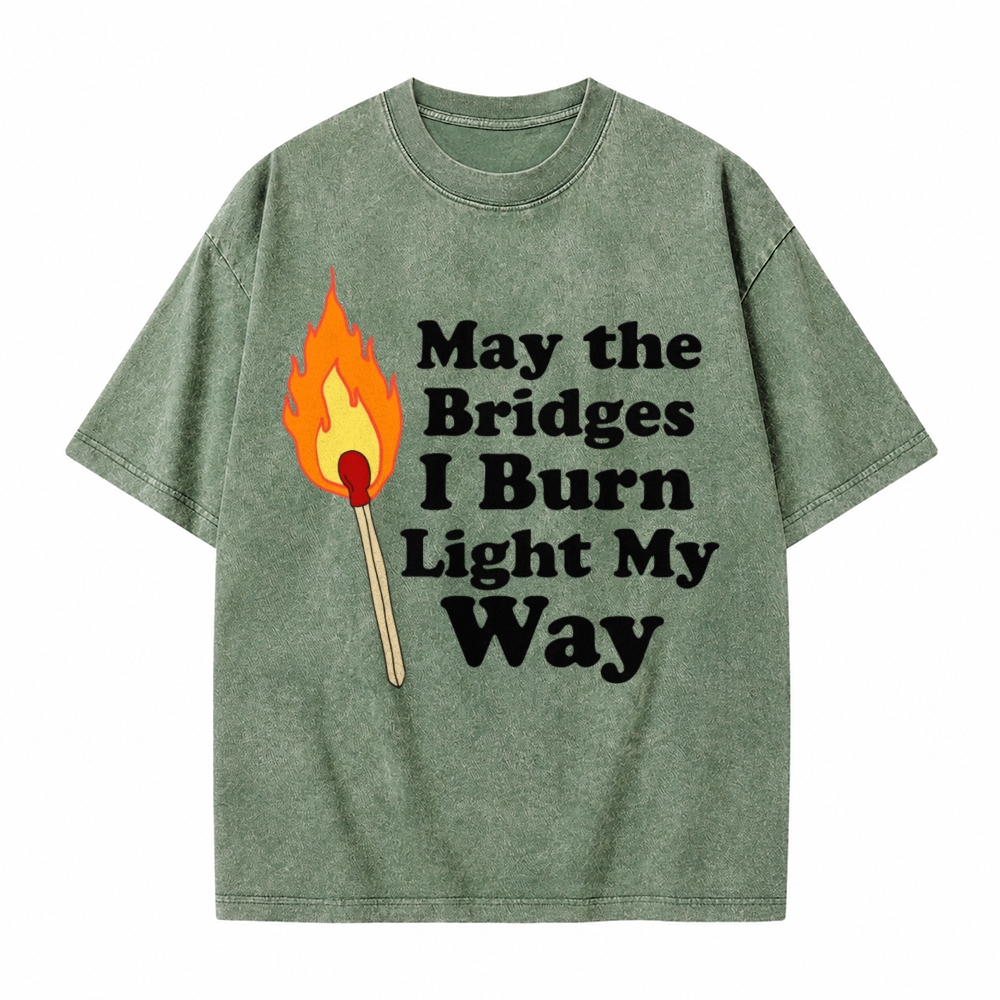 Moonnora May the Bridges I Burn Light My Way Mystery Tarot Card On Comfort Colors Washed T-Shirt