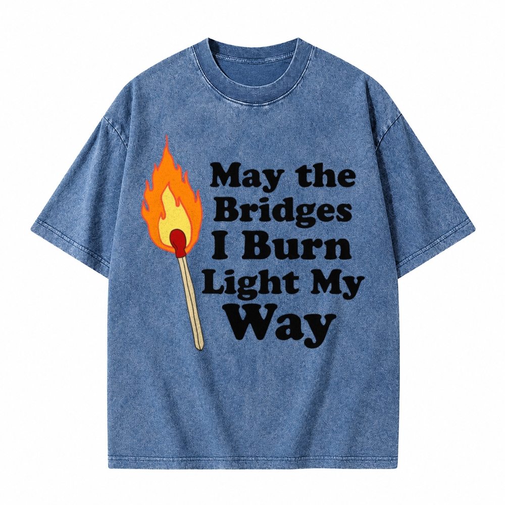 Moonnora May the Bridges I Burn Light My Way Mystery Tarot Card On Comfort Colors Washed T-Shirt