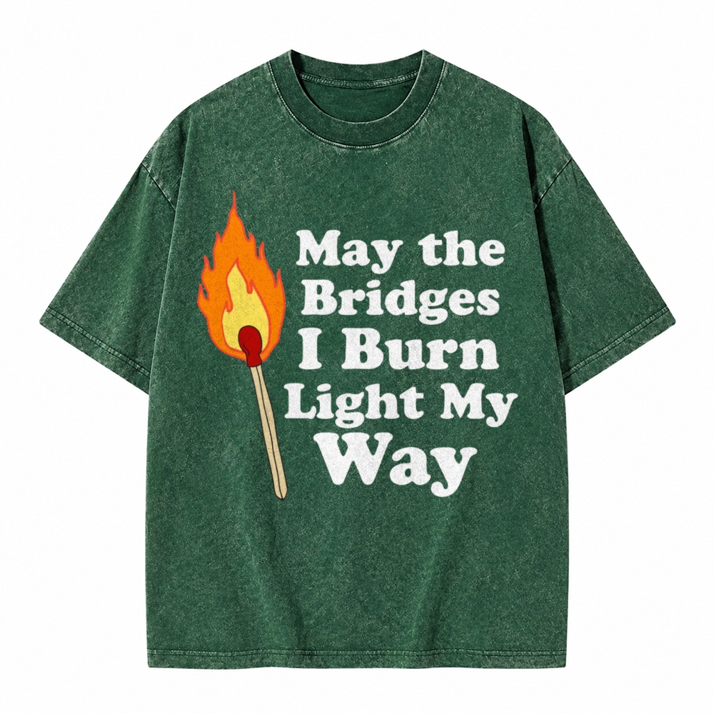 Moonnora May the Bridges I Burn Light My Way Mystery Tarot Card On Comfort Colors Washed T-Shirt