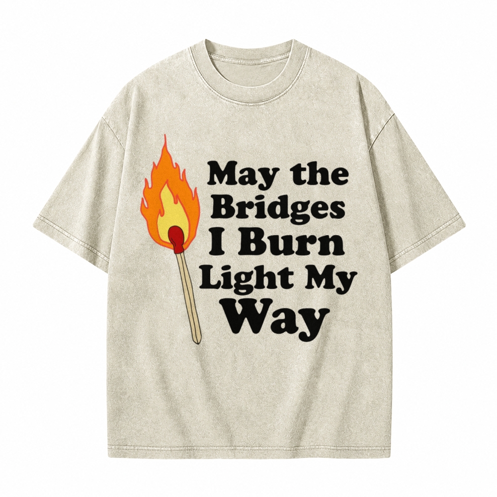 Moonnora May the Bridges I Burn Light My Way Mystery Tarot Card On Comfort Colors Washed T-Shirt