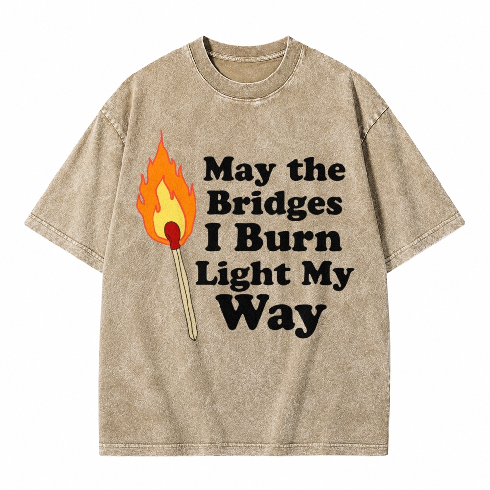 Moonnora May the Bridges I Burn Light My Way Mystery Tarot Card On Comfort Colors Washed T-Shirt