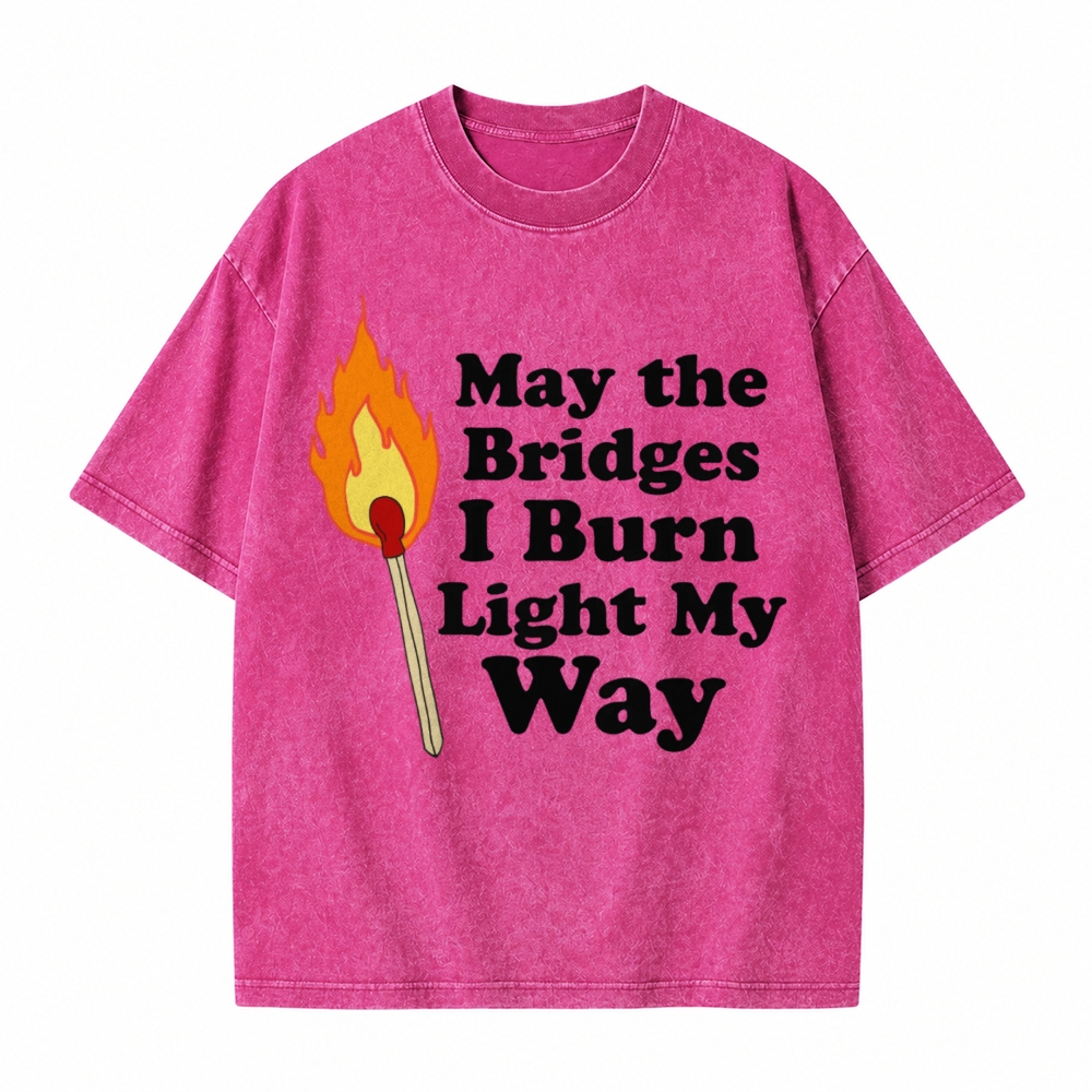 Moonnora May the Bridges I Burn Light My Way Mystery Tarot Card On Comfort Colors Washed T-Shirt