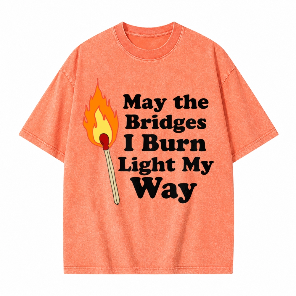 Moonnora May the Bridges I Burn Light My Way Mystery Tarot Card On Comfort Colors Washed T-Shirt