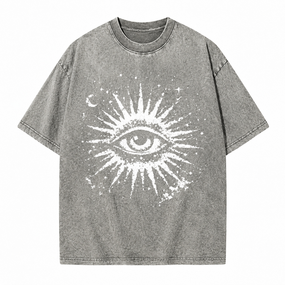 Moonnora Celestial Eye Tarot Card On Comfort Colors Washed T-Shirt