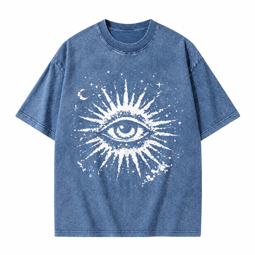 Moonnora Celestial Eye Tarot Card On Comfort Colors Washed T-Shirt