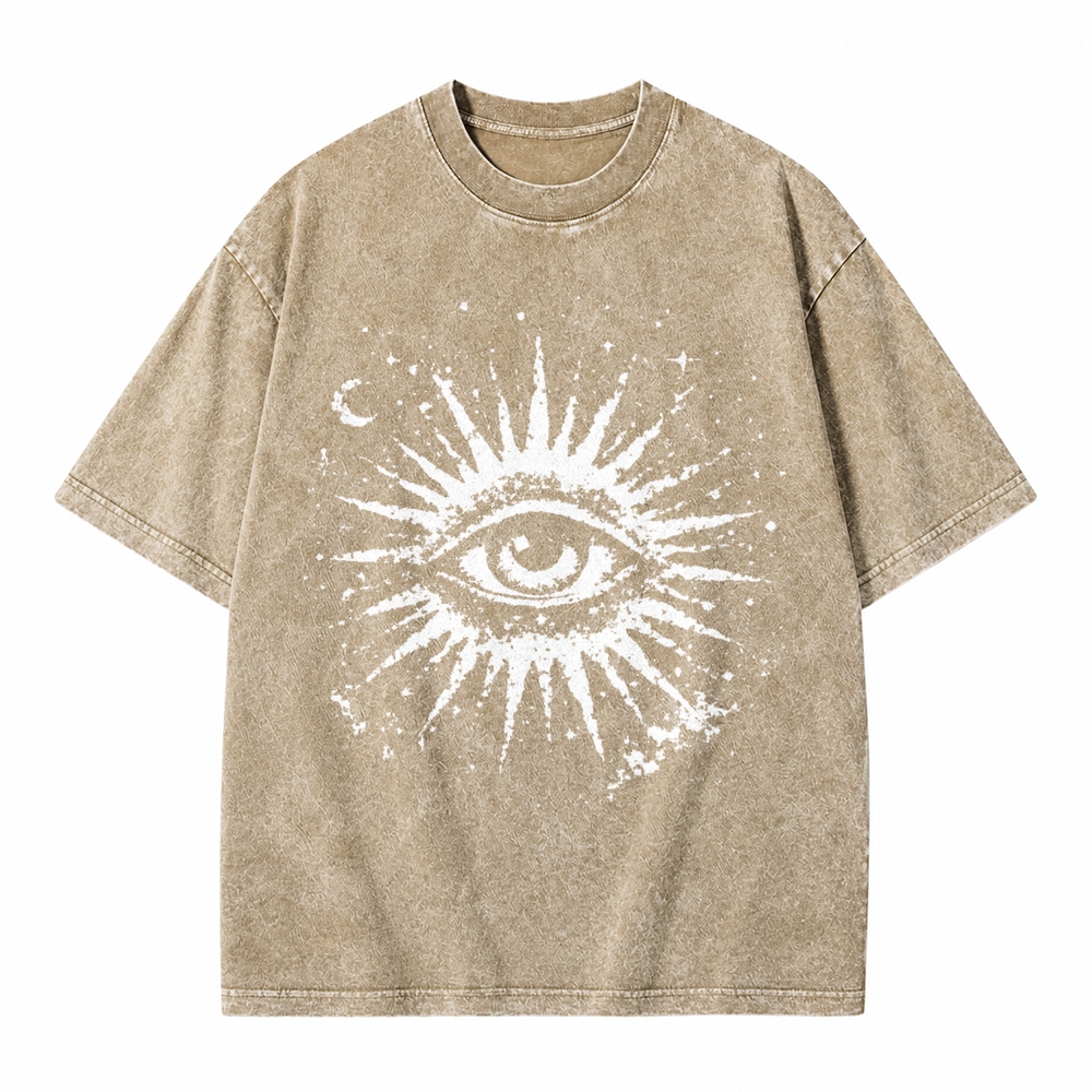 Moonnora Celestial Eye Tarot Card On Comfort Colors Washed T-Shirt
