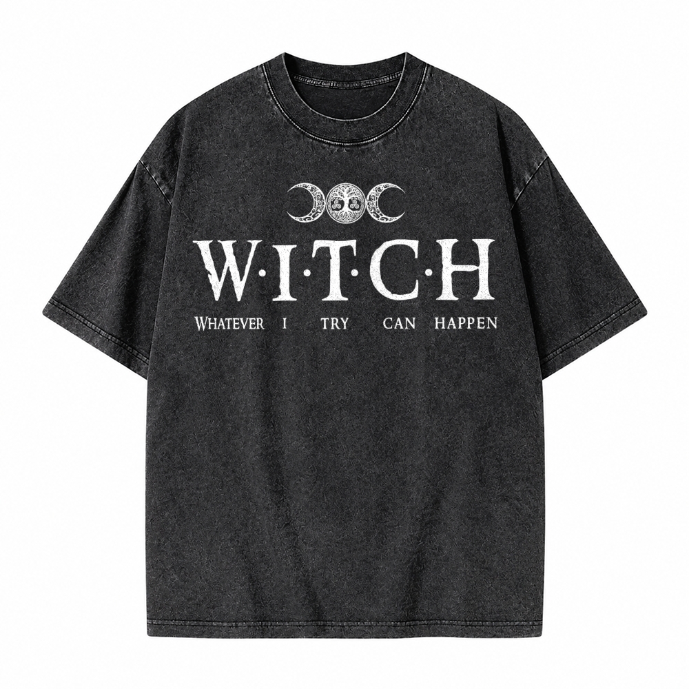 Moonnora Whatever I Try Can Happen Witch Tarot Card On Comfort Colors Washed T-Shirt