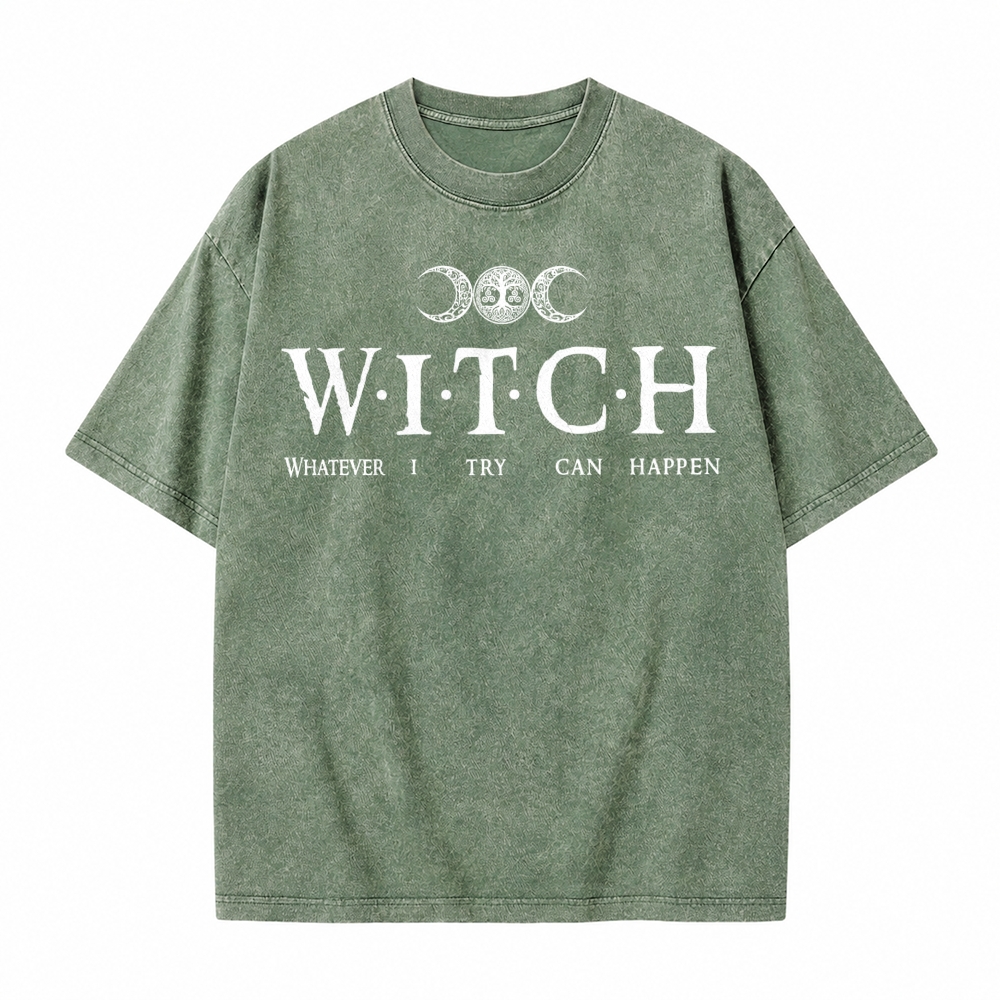 Moonnora Whatever I Try Can Happen Witch Tarot Card On Comfort Colors Washed T-Shirt