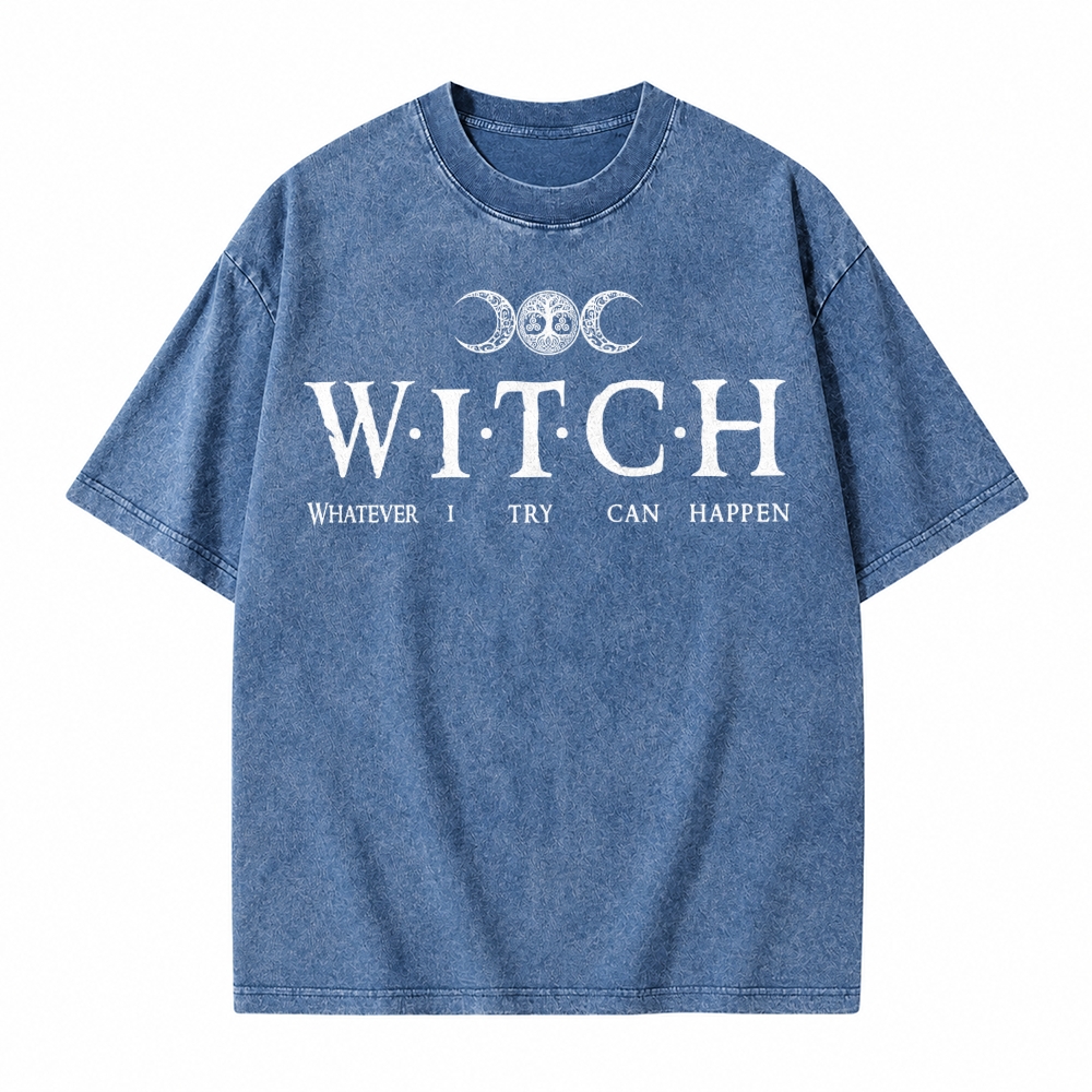 Moonnora Whatever I Try Can Happen Witch Tarot Card On Comfort Colors Washed T-Shirt