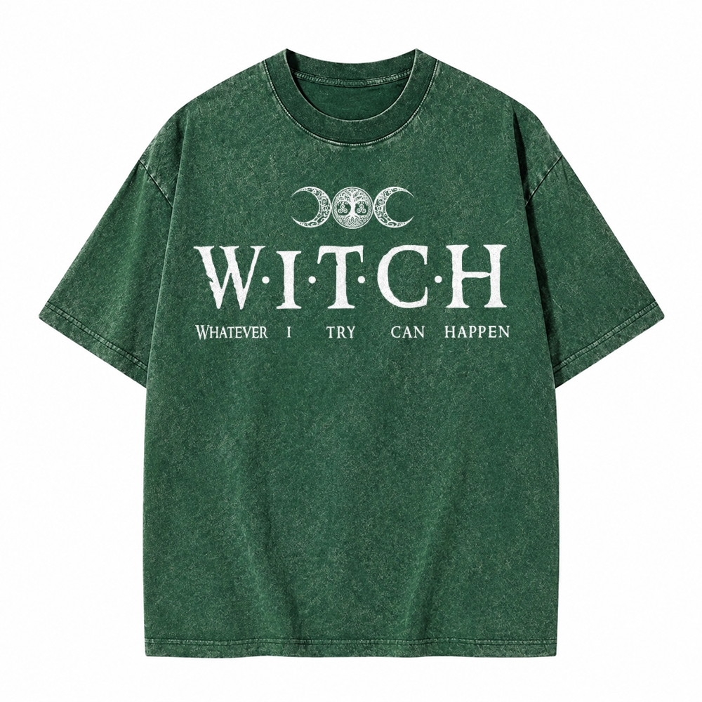 Moonnora Whatever I Try Can Happen Witch Tarot Card On Comfort Colors Washed T-Shirt
