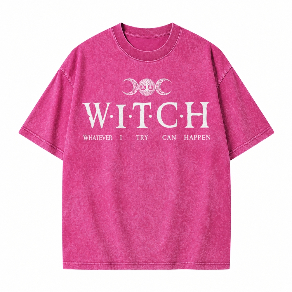 Moonnora Whatever I Try Can Happen Witch Tarot Card On Comfort Colors Washed T-Shirt