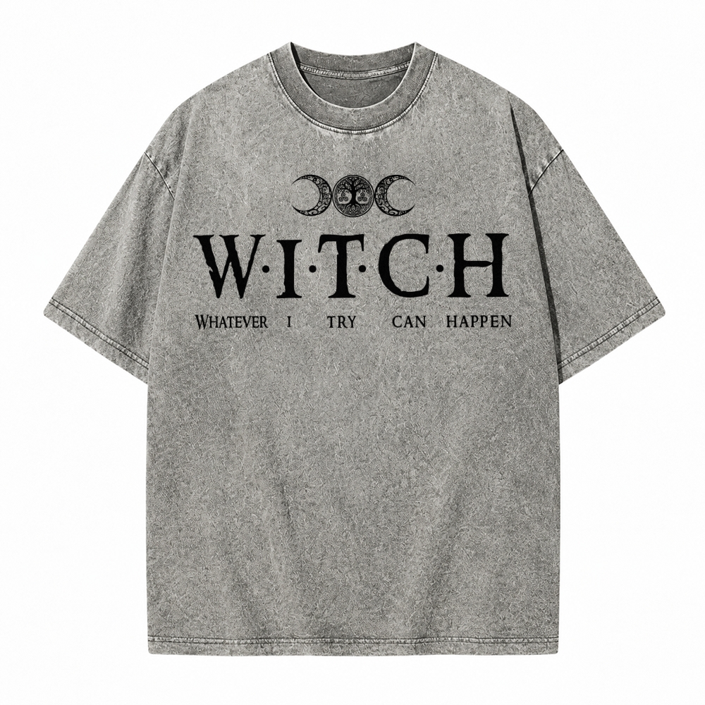 Moonnora Whatever I Try Can Happen Witch Tarot Card On Comfort Colors Washed T-Shirt