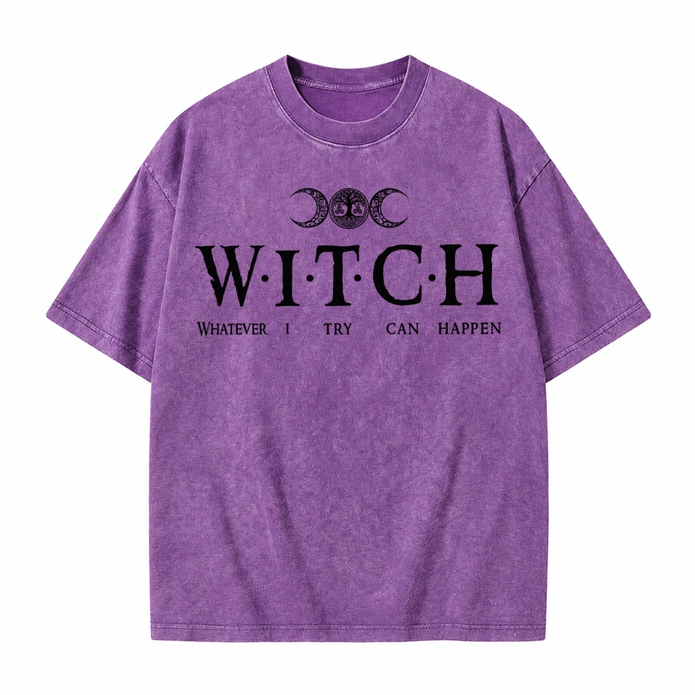 Moonnora Whatever I Try Can Happen Witch Tarot Card On Comfort Colors Washed T-Shirt