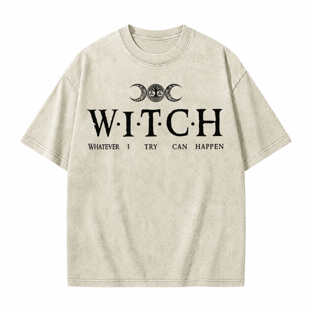 Moonnora Whatever I Try Can Happen Witch Tarot Card On Comfort Colors Washed T-Shirt