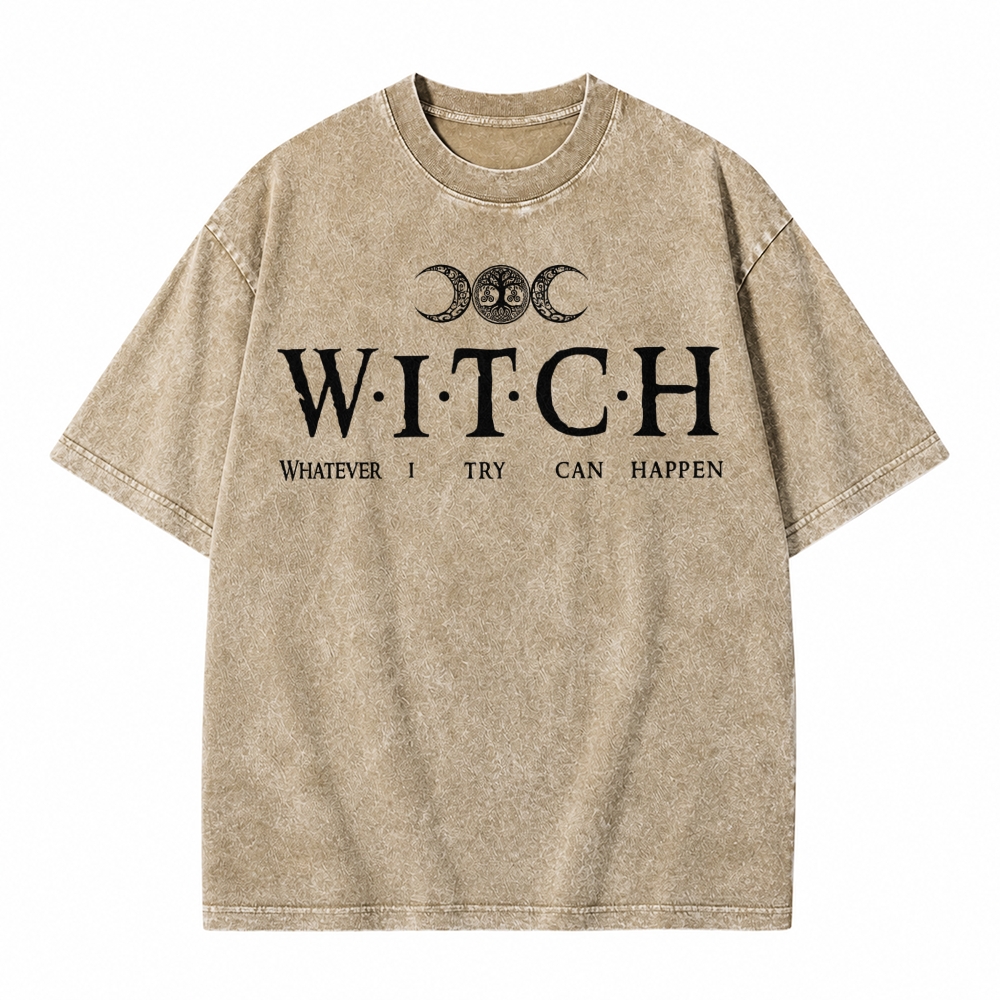 Moonnora Whatever I Try Can Happen Witch Tarot Card On Comfort Colors Washed T-Shirt
