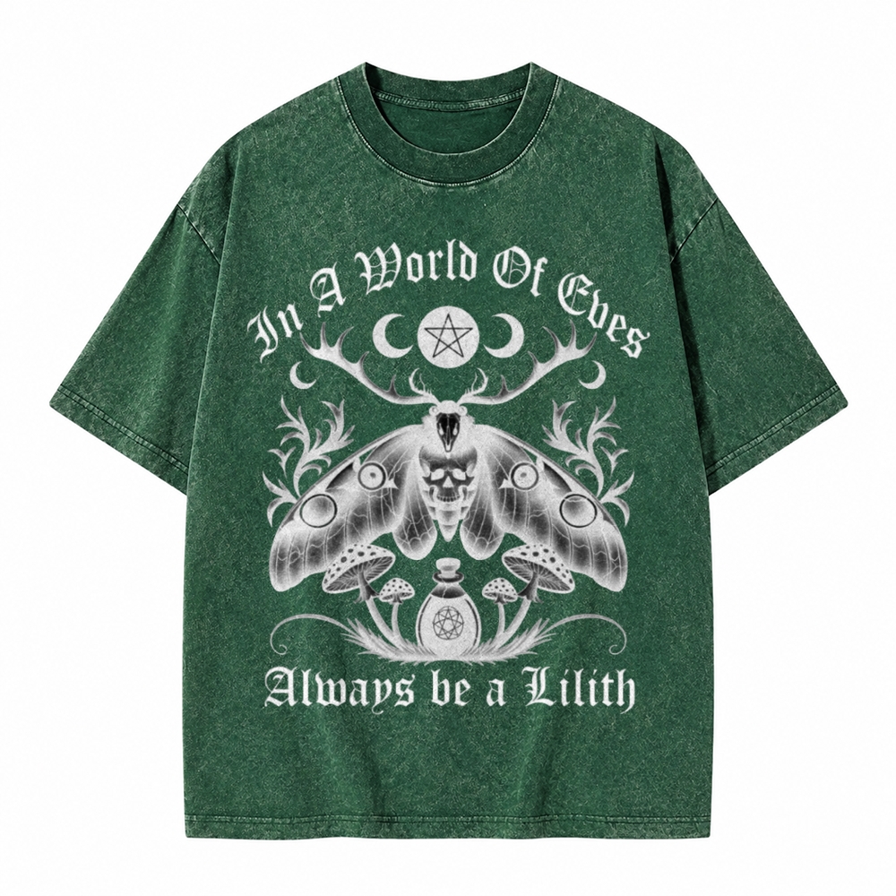 Moonnora In A World Of Eves Always Be A Lilith Weired Moth Tarot Card On Comfort Colors Washed T-Shirt