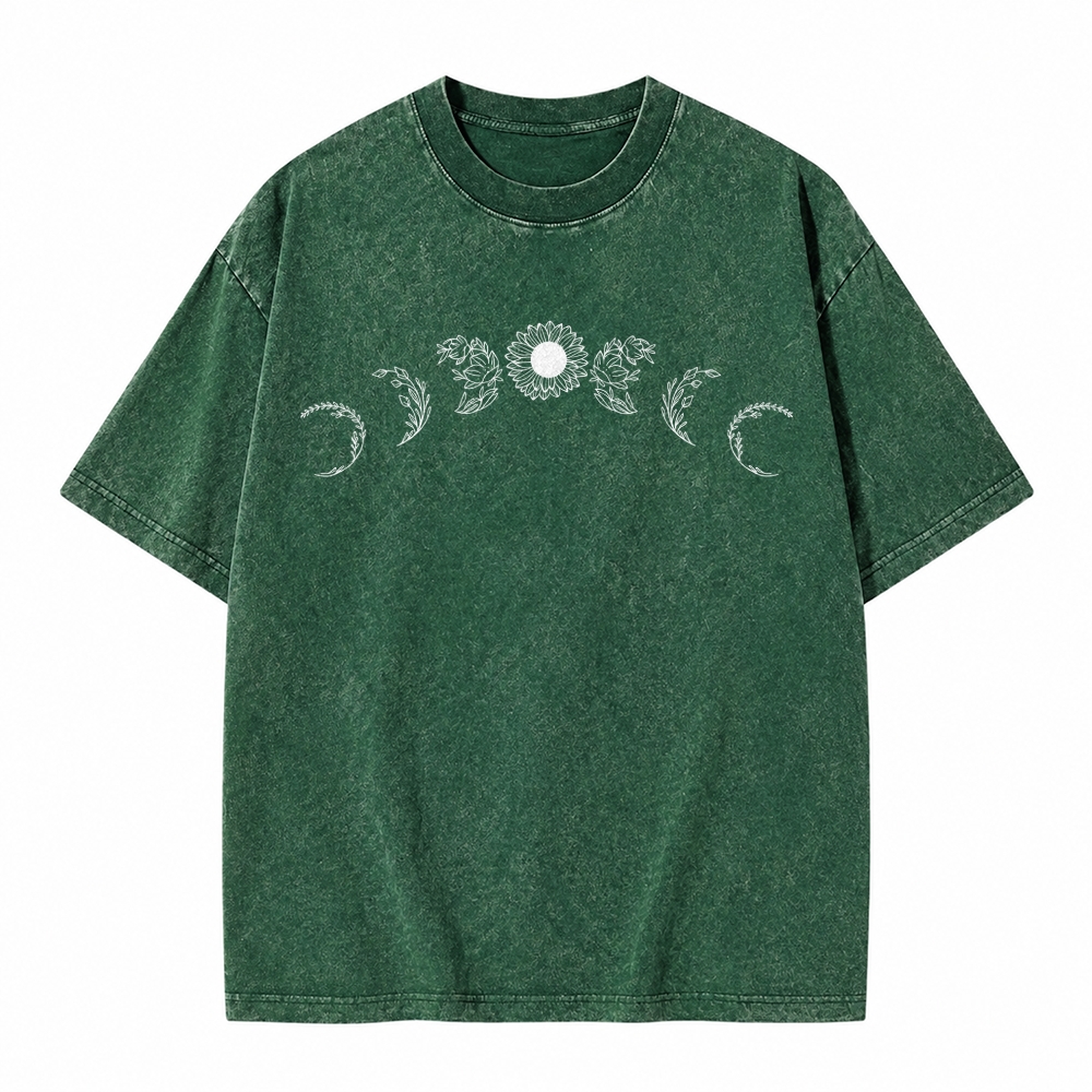 Moonnora Sunflower Moon Phases Tarot Card On Comfort Colors Washed T-Shirt