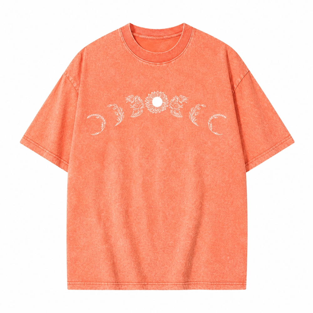 Moonnora Sunflower Moon Phases Tarot Card On Comfort Colors Washed T-Shirt