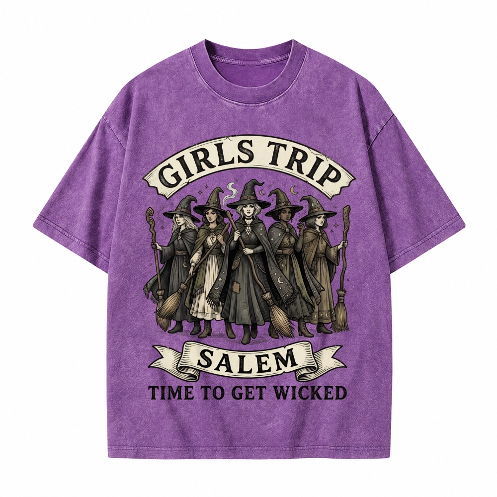 Moonnora Salem Girls Trip Witch Tarot Card On Comfort Colors Washed T-Shirt