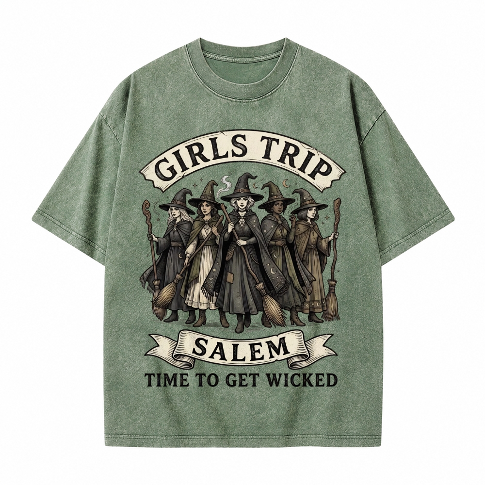 Moonnora Salem Girls Trip Witch Tarot Card On Comfort Colors Washed T-Shirt