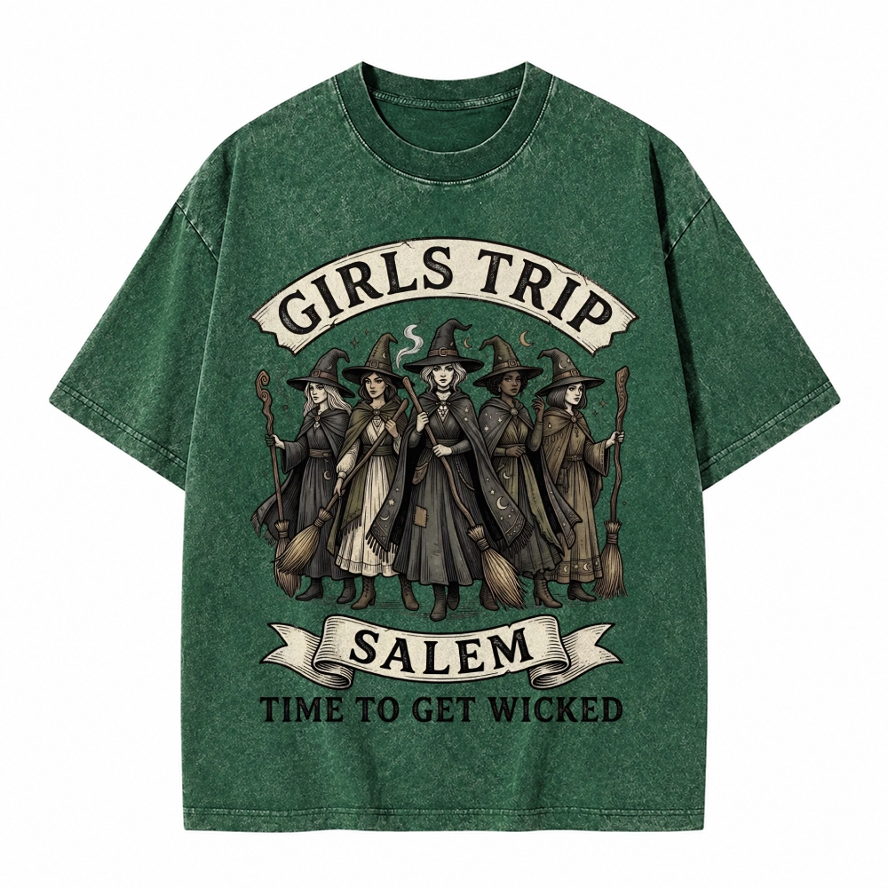 Moonnora Salem Girls Trip Witch Tarot Card On Comfort Colors Washed T-Shirt