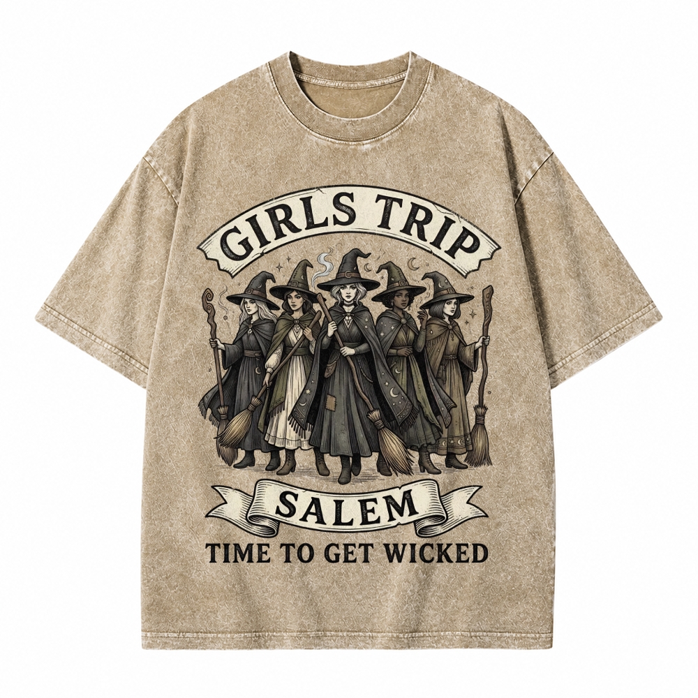 Moonnora Salem Girls Trip Witch Tarot Card On Comfort Colors Washed T-Shirt