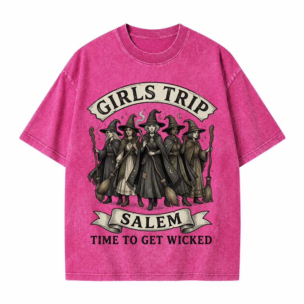 Moonnora Salem Girls Trip Witch Tarot Card On Comfort Colors Washed T-Shirt