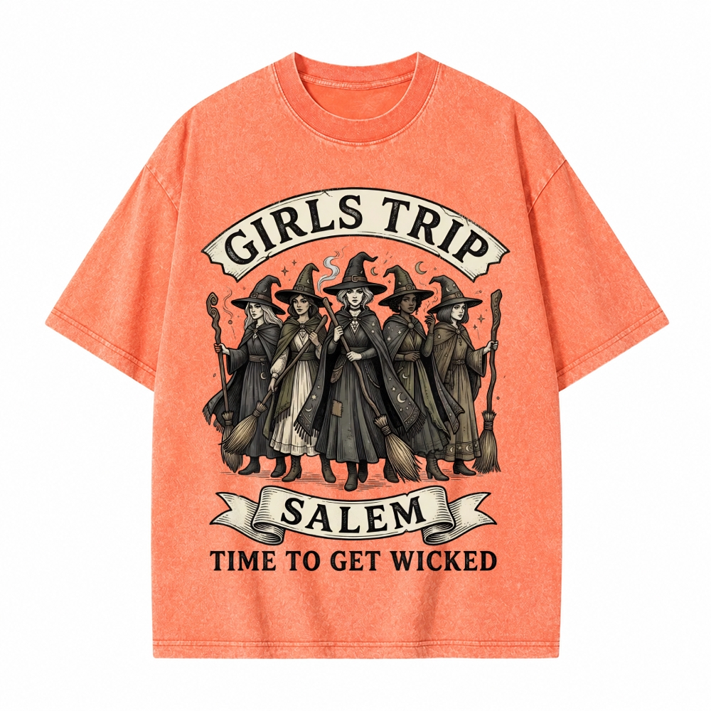 Moonnora Salem Girls Trip Witch Tarot Card On Comfort Colors Washed T-Shirt