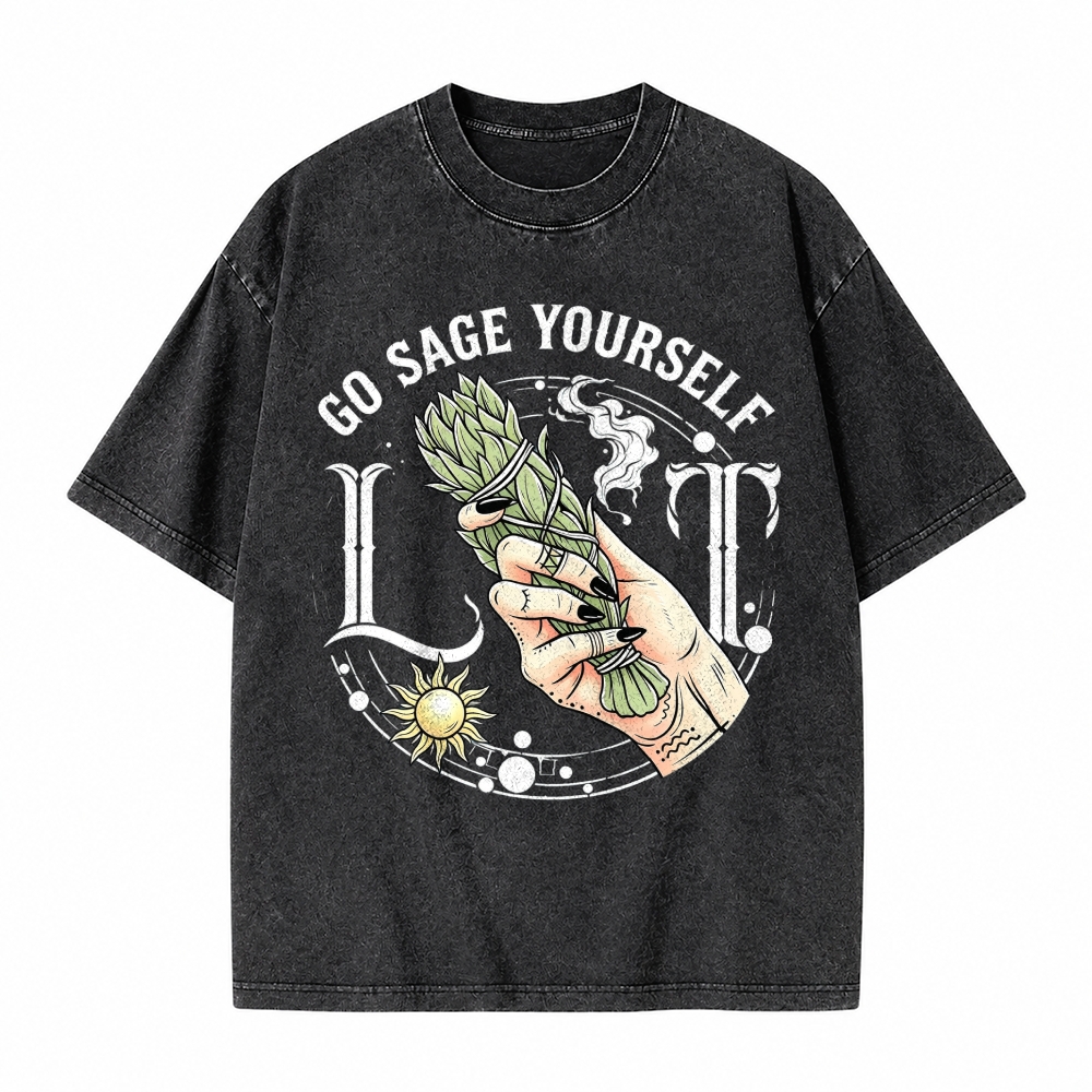 Moonnora Lit It, Go Sage Yourself Tarot Card On Comfort Colors Washed T-Shirt