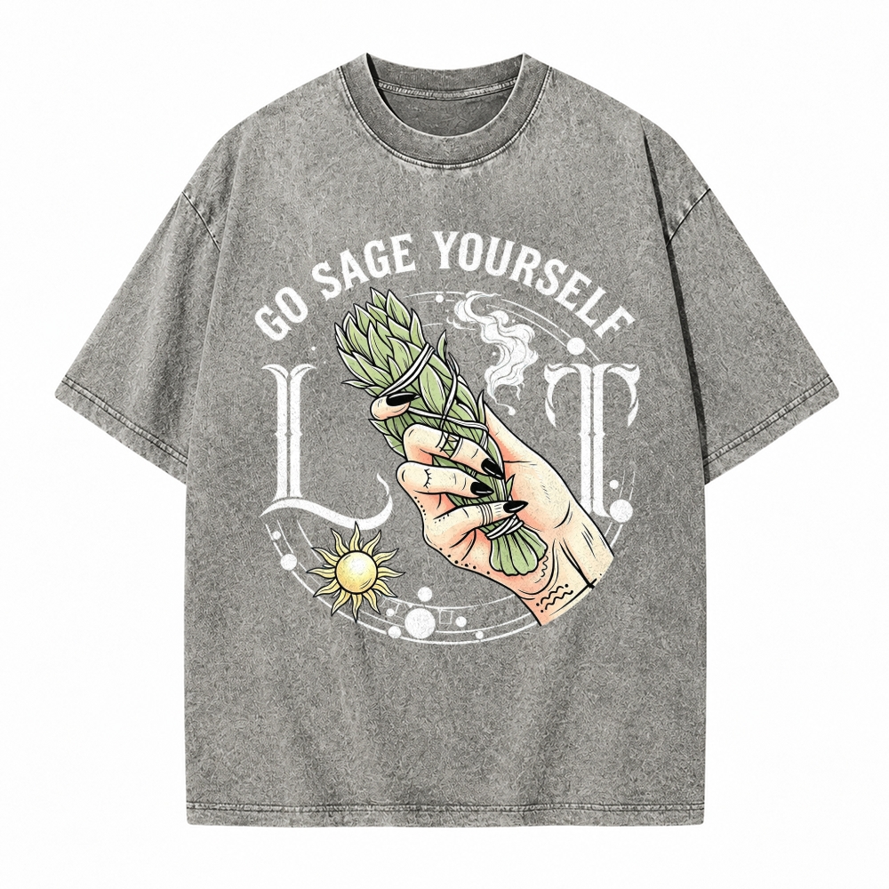 Moonnora Lit It, Go Sage Yourself Tarot Card On Comfort Colors Washed T-Shirt