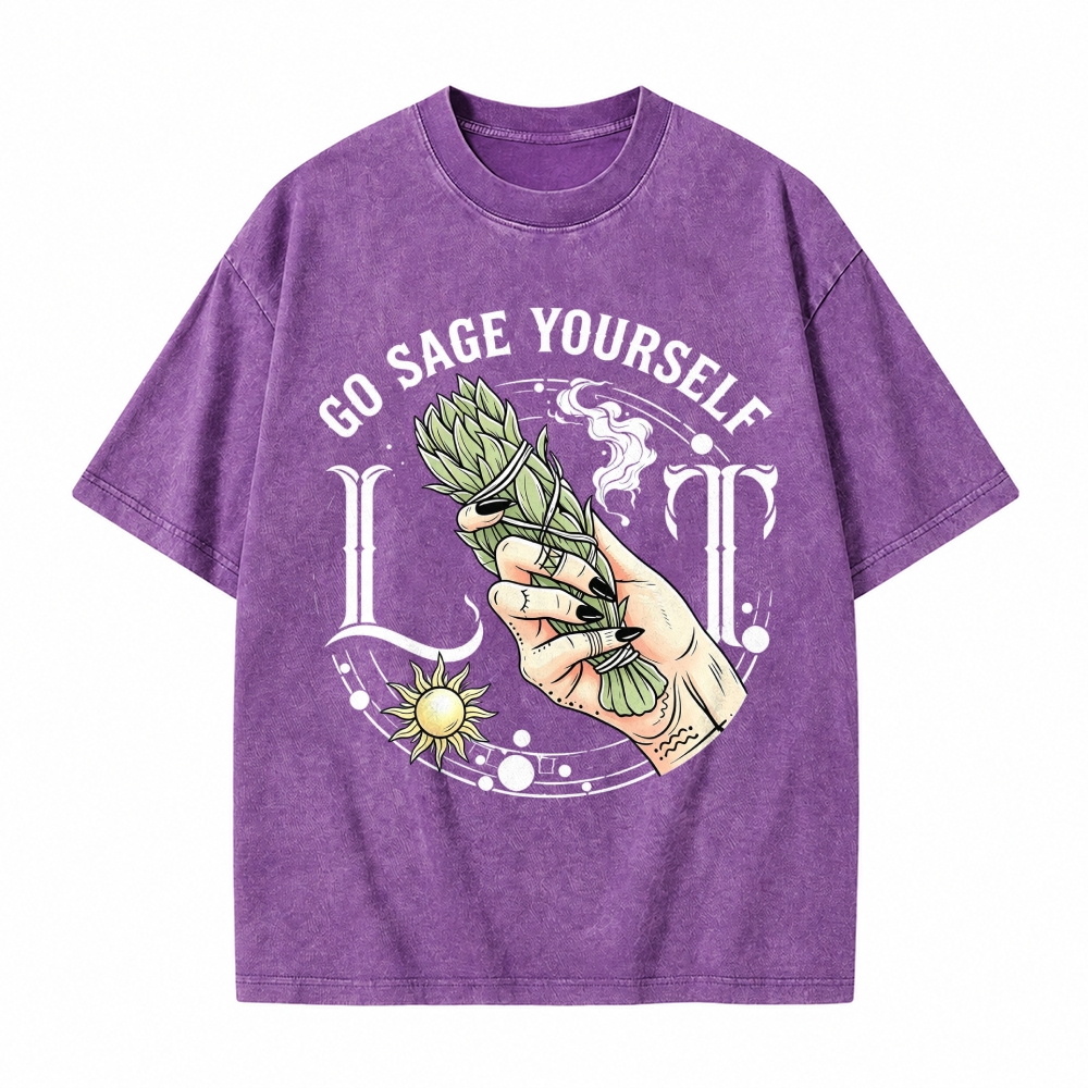 Moonnora Lit It, Go Sage Yourself Tarot Card On Comfort Colors Washed T-Shirt