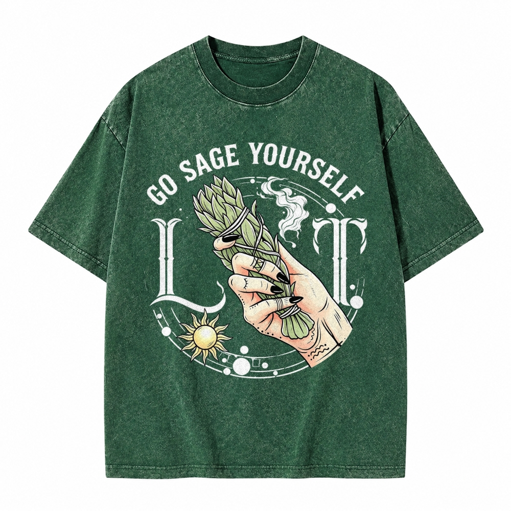 Moonnora Lit It, Go Sage Yourself Tarot Card On Comfort Colors Washed T-Shirt
