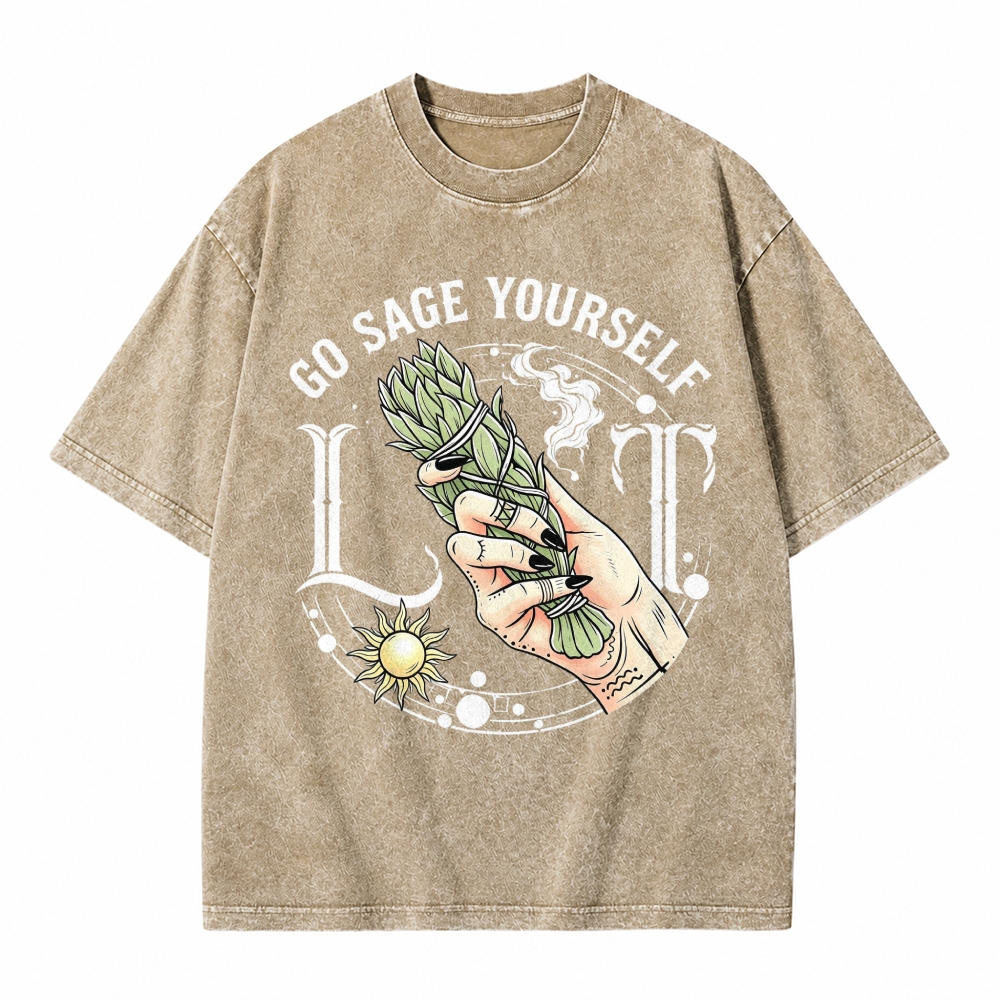 Moonnora Lit It, Go Sage Yourself Tarot Card On Comfort Colors Washed T-Shirt