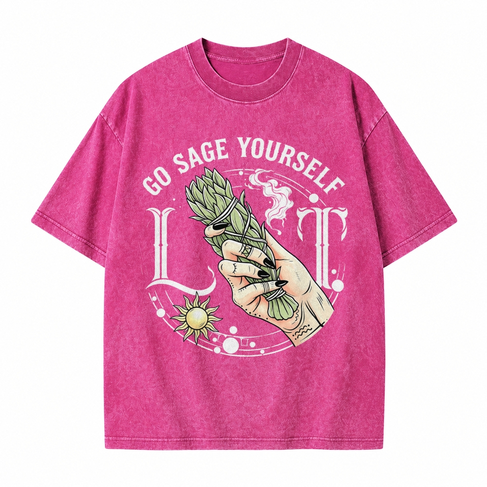 Moonnora Lit It, Go Sage Yourself Tarot Card On Comfort Colors Washed T-Shirt