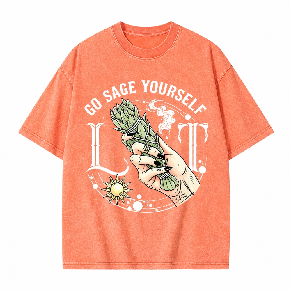 Moonnora Lit It, Go Sage Yourself Tarot Card On Comfort Colors Washed T-Shirt