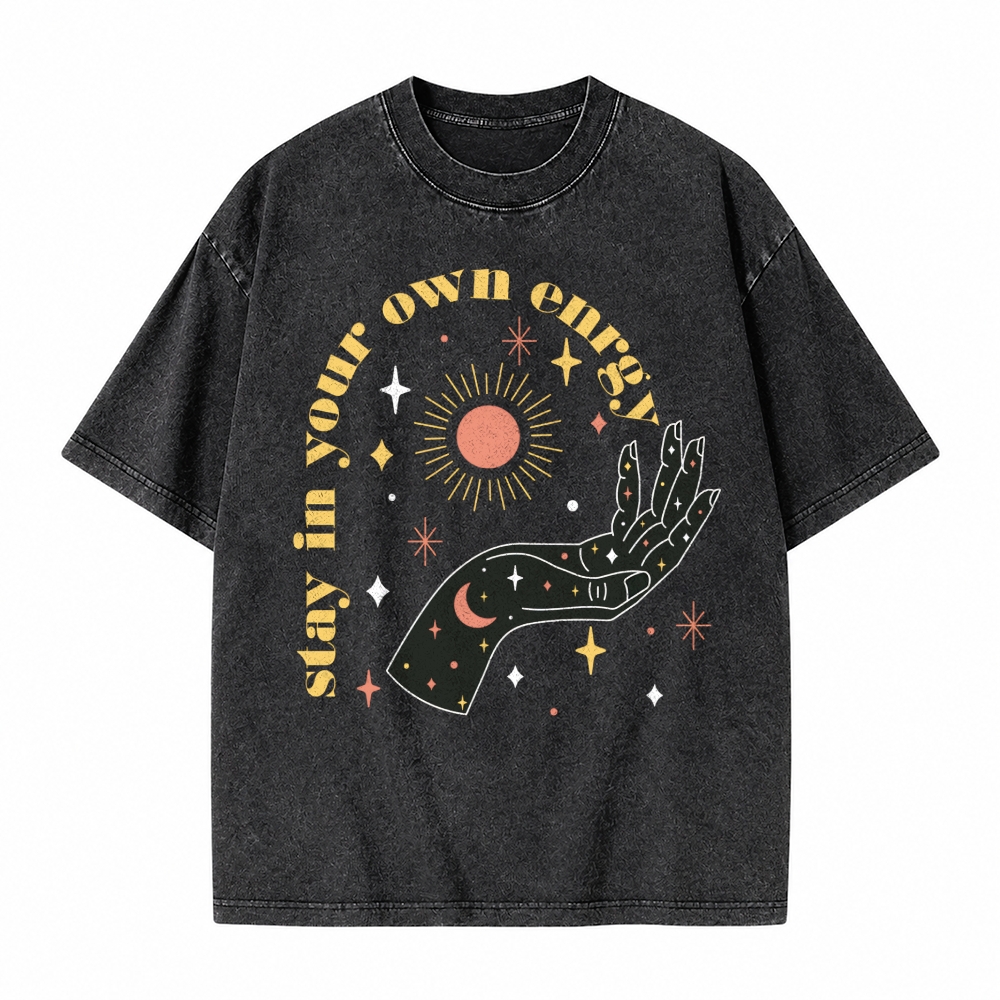 Moonnora Stay in your Own Energy Tarot Card On Comfort Colors Washed T-Shirt
