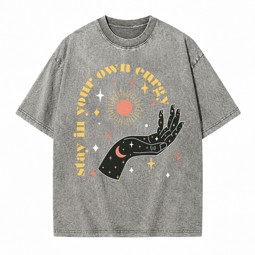 Moonnora Stay in your Own Energy Tarot Card On Comfort Colors Washed T-Shirt